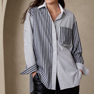 Banana Republic Oversized Shirt Navy & White